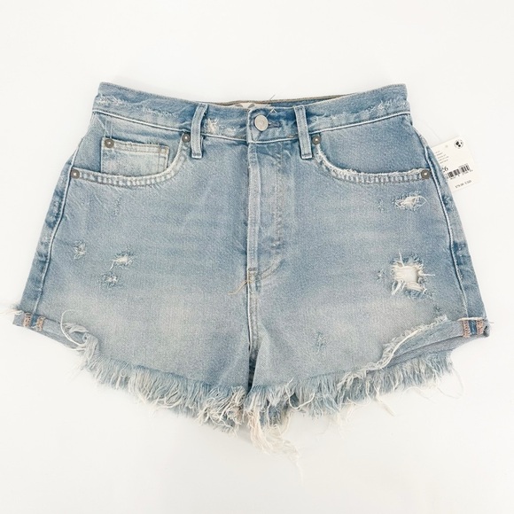 NWT Free People Lasso Shorts High Rise Button Fly Distressed Size 26 - Picture 3 of 6